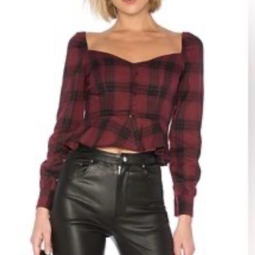 by the way. Revolve Burgundy Plaid Ruffle Crop Top M Goth